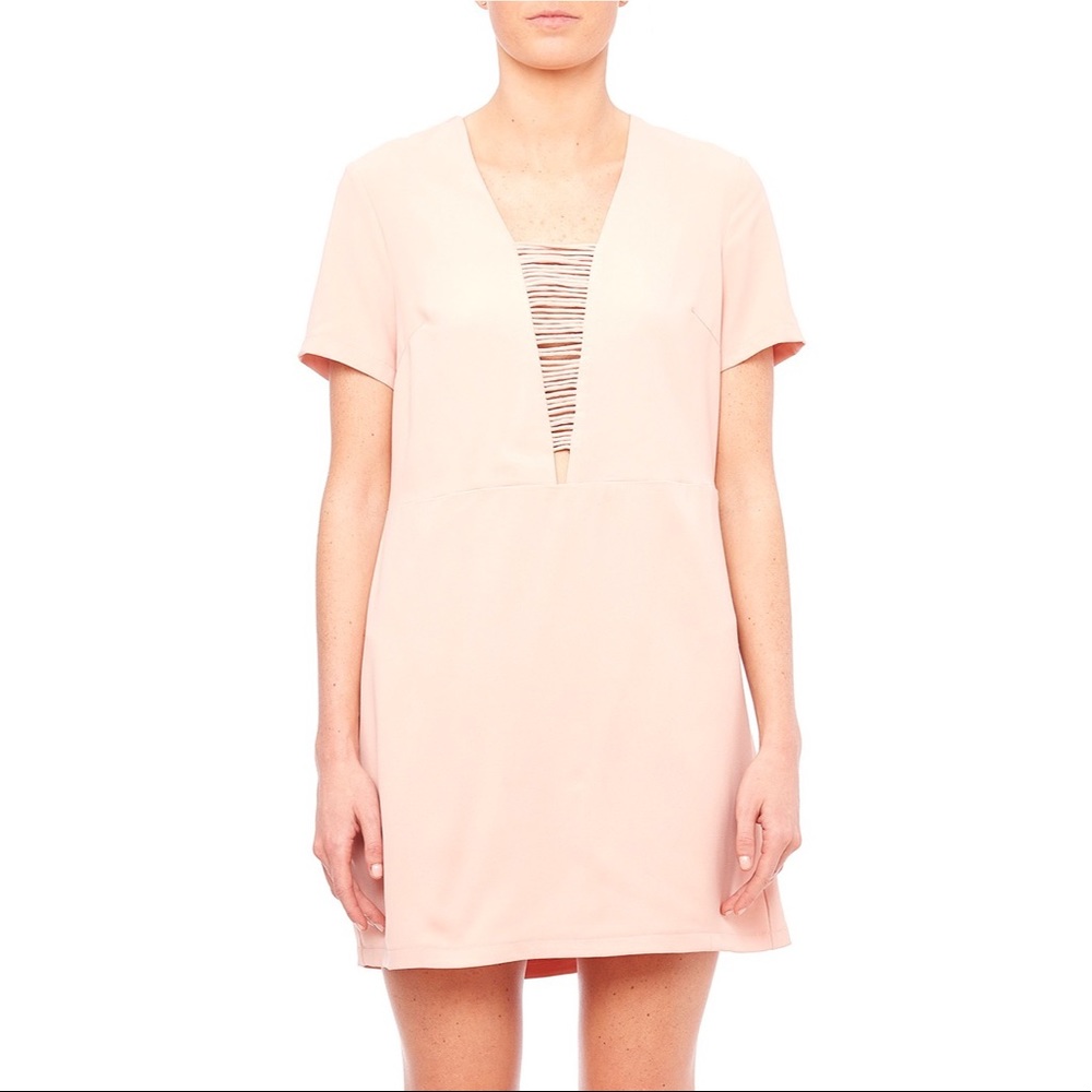 Nordstrom SugarLips Deep V-Neck Crepe Shift Dress